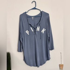 Pink Victoria's Secret Oversized Top Super Soft Criss-Cross Long Sleeved Shirt